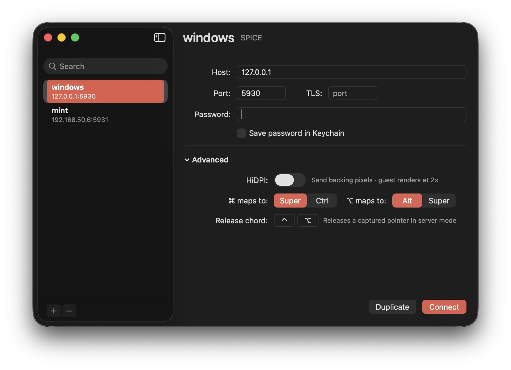 Per-connection settings in SpiceSee